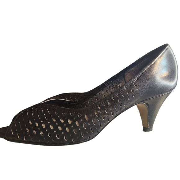 Naturalizer Shoes Heels Leather Open Toe Women's Black Size 7.5 Medium - Picture 1 of 15